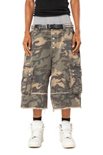 WASHED CAMO CARGO SHORTS