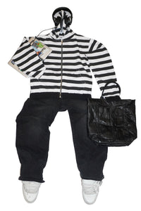 Distressed Stripe Hoodie